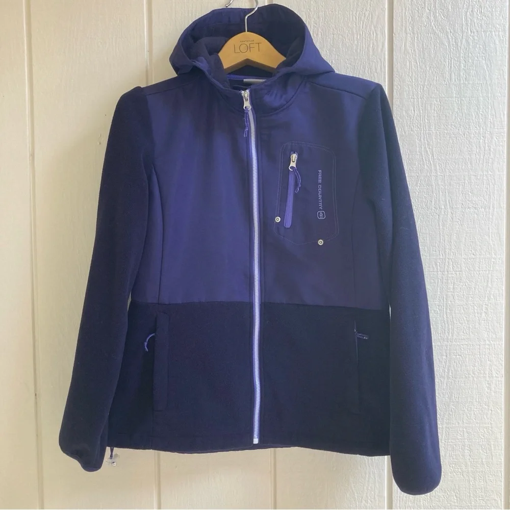 Free Country Zip Up Fleece Jacket with Hood Women’s Small
